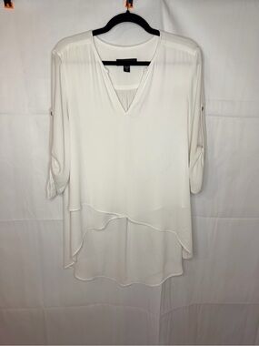 Karen Kane Ivory Layered V-Neck Tunic